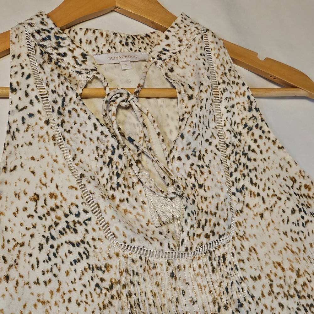 Olivaceous Womens M Sundress V-Neck Animal Print Sleeveless Mini Dress 1-00448